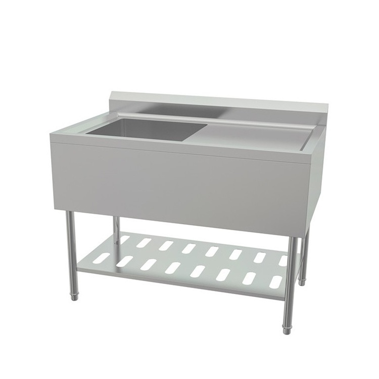 commercial sink stainless steel kitchen sink 304 stainless steel one sink table with splash for restaurant made in China