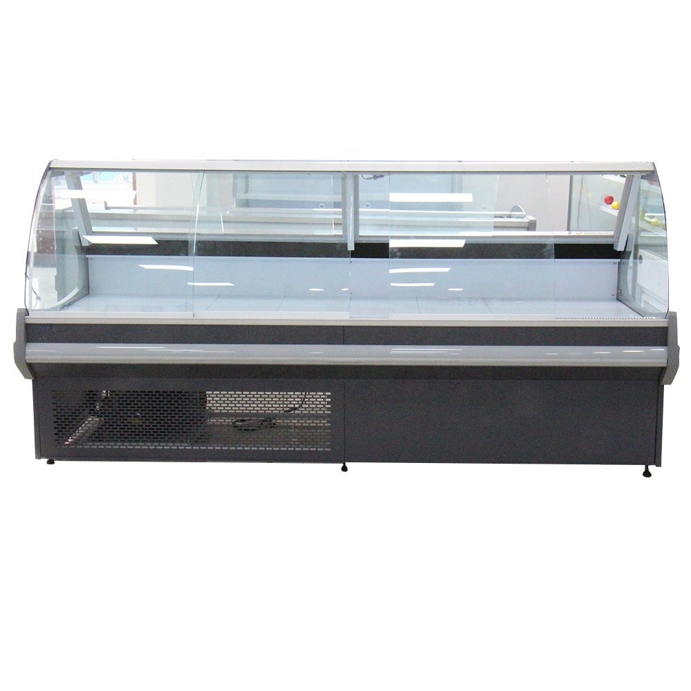 Fresh meat display curved glass showcase Deli case/supermarket refrigerator