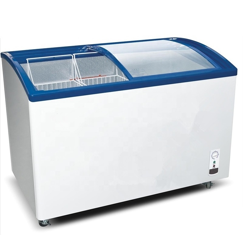 700L Supermarket Commercial Chest Freezer For Ice Cream With Wheels