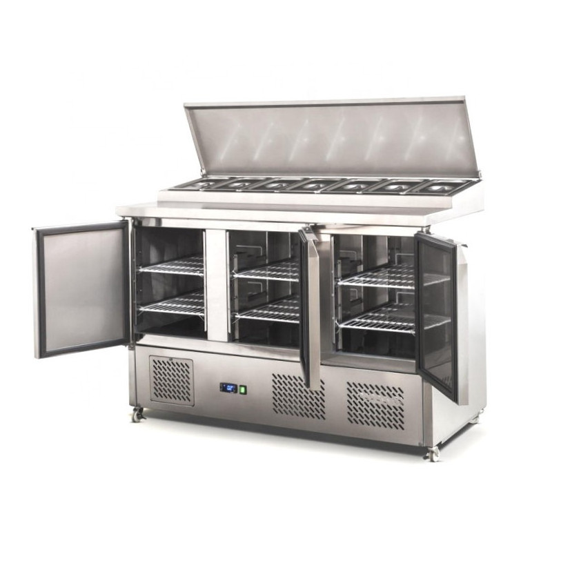 Commercial Restaurant Stainless Steel Refrigerator GN Pan Showcase salad bar refrigerator stainless steel display