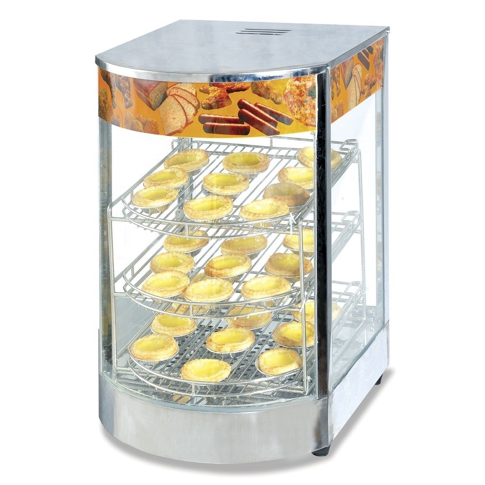 Curved Glass Kitchen Warmer Display / Food Warmer Display Counter / Hot Warmer Cabinet