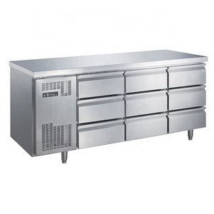 Kitchen bench fridge Working table Stainless Steel Commercial freezer with drawers