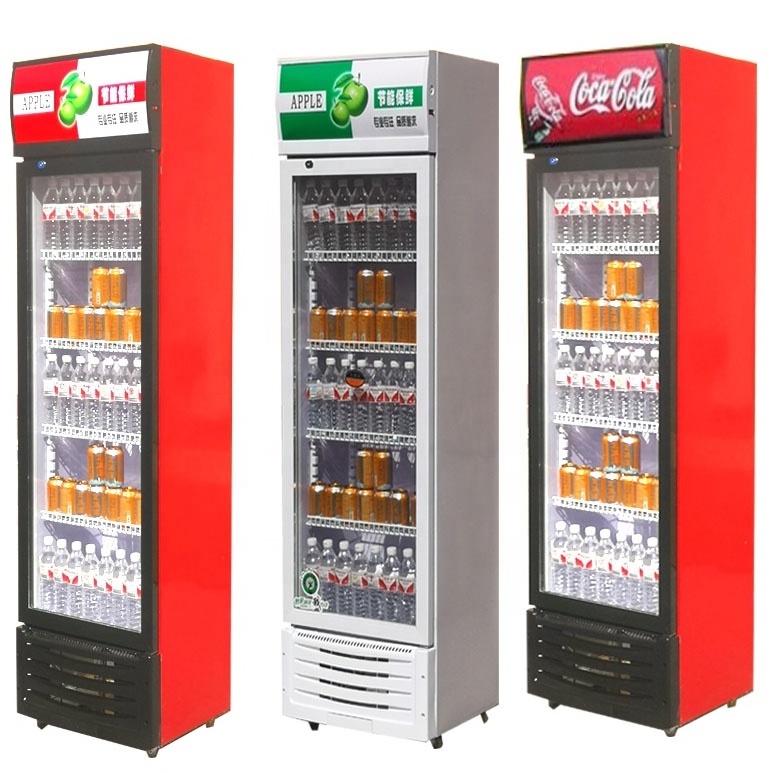 Factory Price Pepsi Display Fridge upright refrigerator Single glass door slim commercial supermarket display fridge