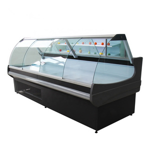 Fresh meat display curved glass showcase Deli case/supermarket refrigerator