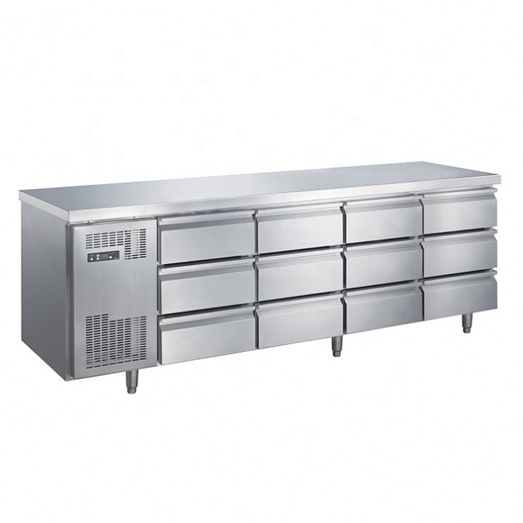 Kitchen bench fridge Working table Stainless Steel Commercial freezer with drawers