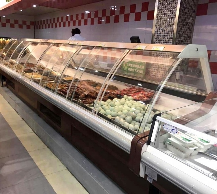 commercial supermarket deli food refrigeration display cabinet