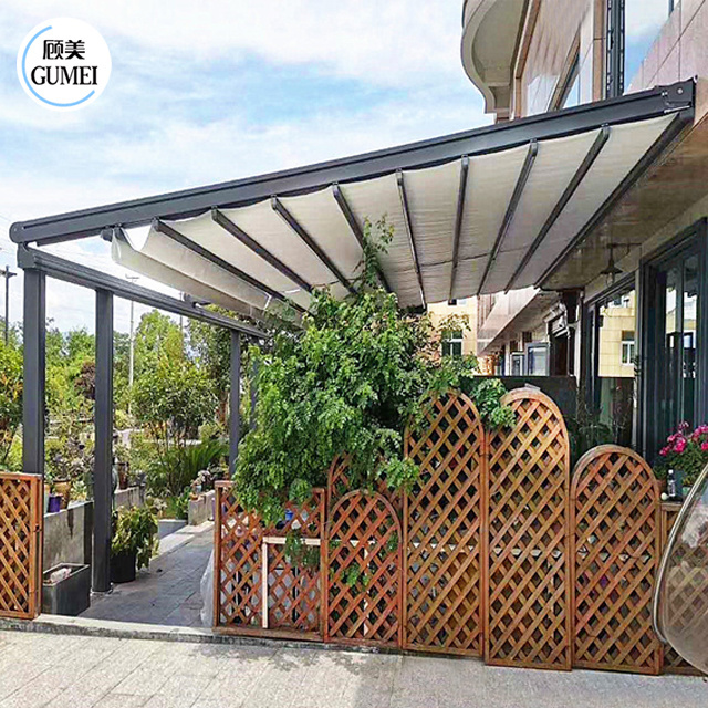 Sliding Retractable Hotel Awning Outdoor Opening Gazebo Automatic PVC Pergola Motorized Retractable Roof