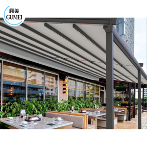 Sliding Retractable Hotel Awning Outdoor Opening Gazebo Automatic PVC Pergola Motorized Retractable Roof