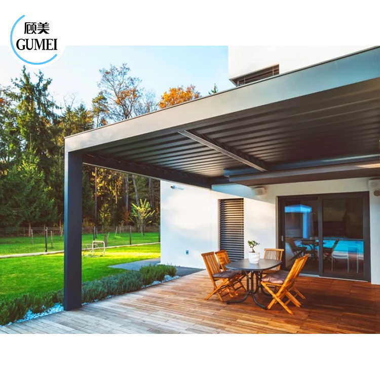 Hot Sale Electric Terrace Cover Gazebo Waterproof Louver Roof Bioclimatic Outdoor Aluminium Pergola