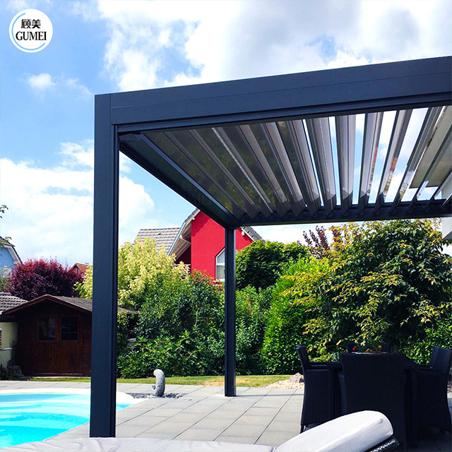 Hot Sale Electric Terrace Cover Gazebo Waterproof Louver Roof Bioclimatic Outdoor Aluminium Pergola