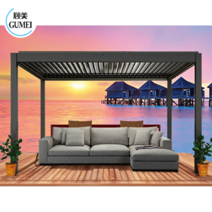 GumeiTec Garden Patio Louvred Roof Free Standing Design Automatic Pergola Covers Aluminium Deck Gazebo