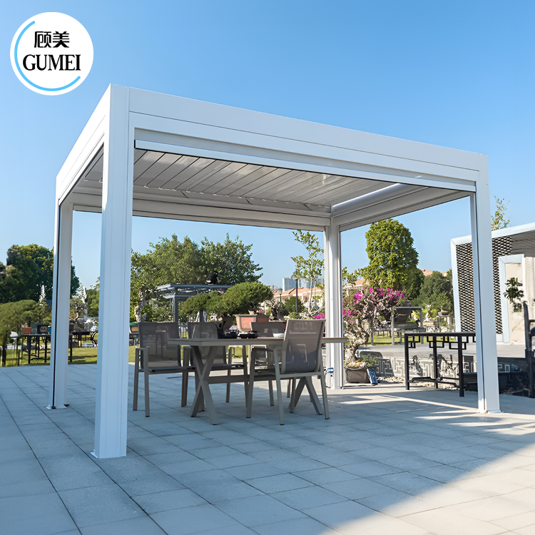 Hot Sale Electric Aluminum Waterproof Pergola Cover with Side Blind And Motorized Louver