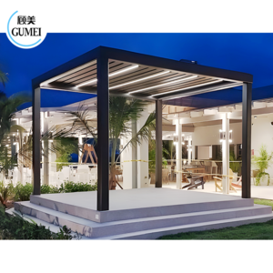 High Quality Garden Patio Aluminum Pergola Modern Gazebo Design WIth Motorized Pergola Louver And LED Light