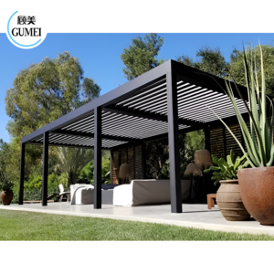 Bioclimatic Aluminum Pergola Opening Louvre Pergola Outdoor Gazebo with Aluminium Internal Fixed Shutter