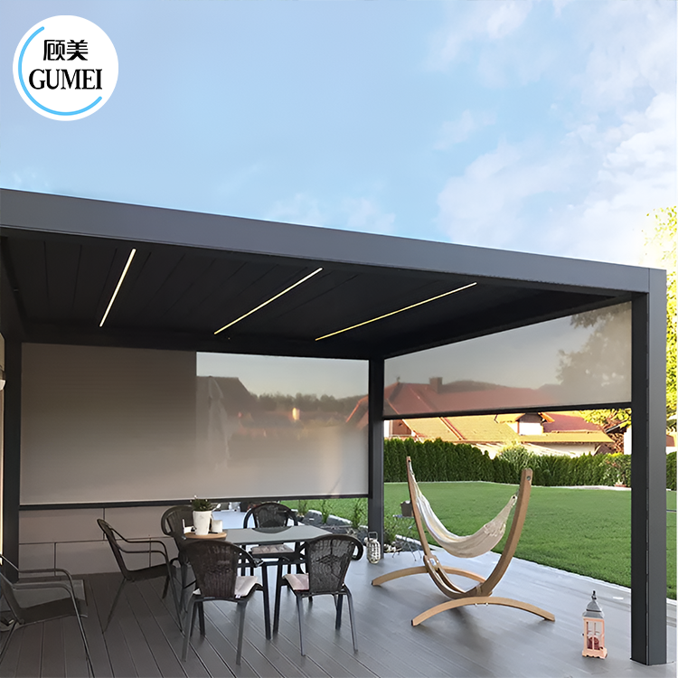 Bioclimatic Aluminum Pergola Opening Louvre Pergola Outdoor Gazebo with Aluminium Internal Fixed Shutter