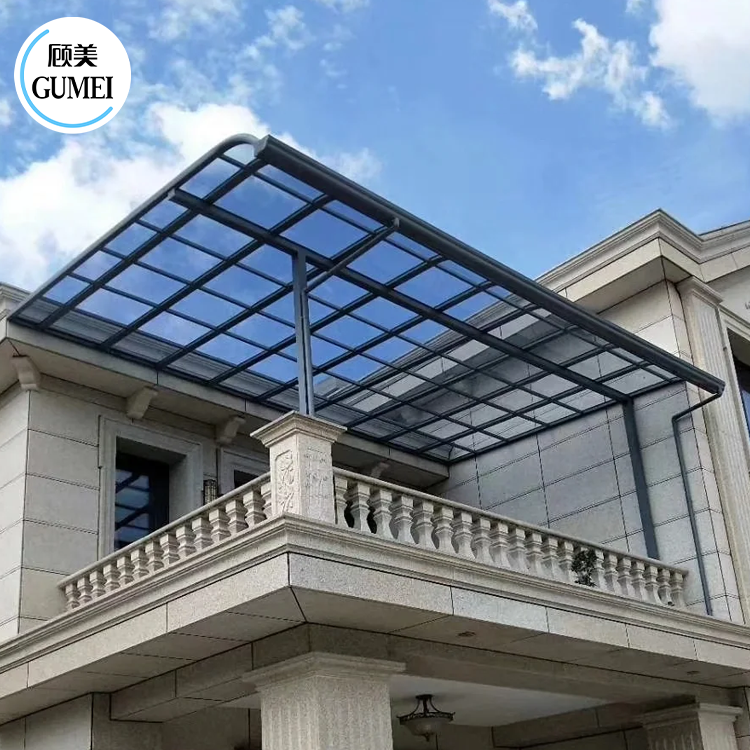 Balcony Awning With Polycarbonate Roof Waterproof and Windproof Aluminum Canopy