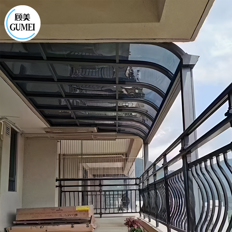 Balcony Awning With Polycarbonate Roof Waterproof and Windproof Aluminum Canopy