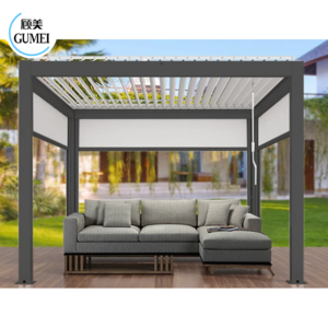 Install Easily Waterproof Electric Metal Outdoor Aluminum Sunshade Pergola Gazebo with Zipper Screens