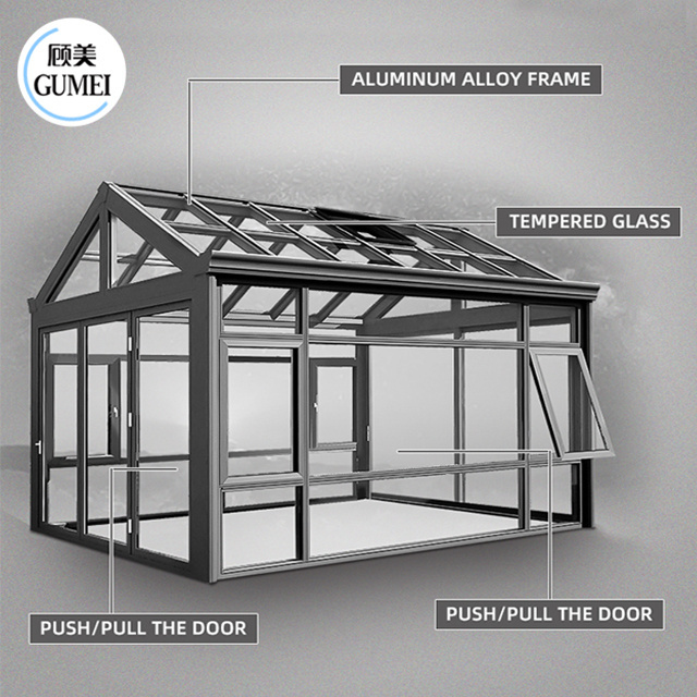 Free Standing Aluminum Frame Sunroom Tempered Glass Veranda Sunrooms House From China Manufacturer