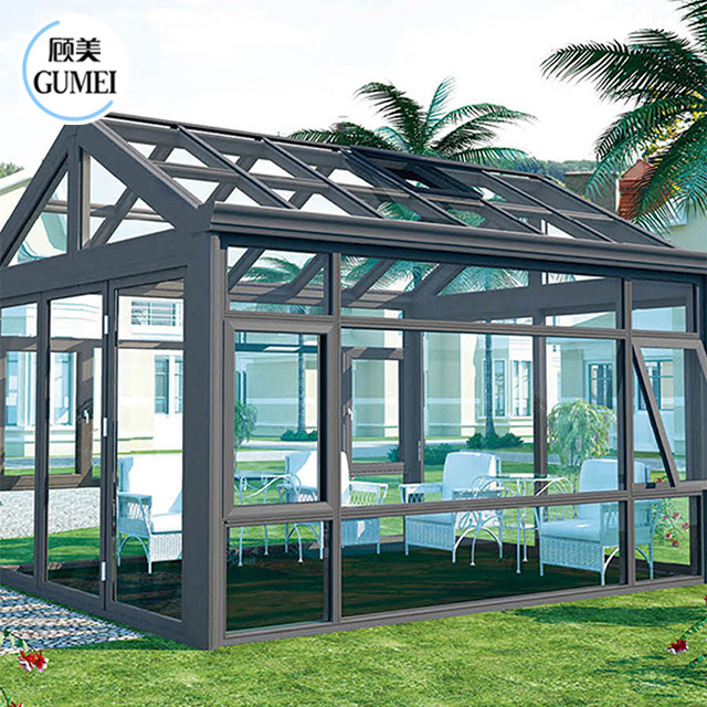 Hot Sale Garden Sunrooms Houses Free Standing Aluminium Sun Room Green Glass House