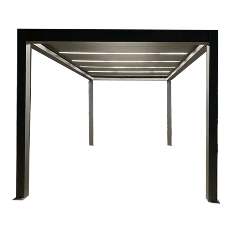 Aluminum Louver Roof Pergolas and gazebos outdoor with glass sliding doors and LED light