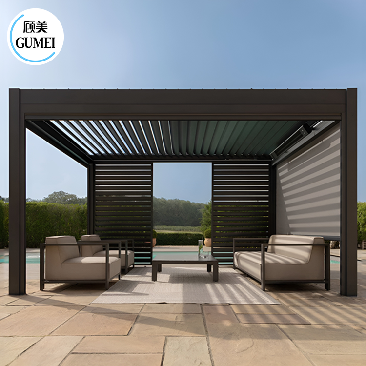 GumeiTec Luxury Pergola Aluminio 4X3 Louvre Roof Hotel Garden Furniture Shade Cover Patio Waterproof Gazebo