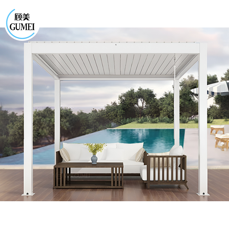 GumeiTec Luxury Pergola Aluminio 4X3 Louvre Roof Hotel Garden Furniture Shade Cover Patio Waterproof Gazebo