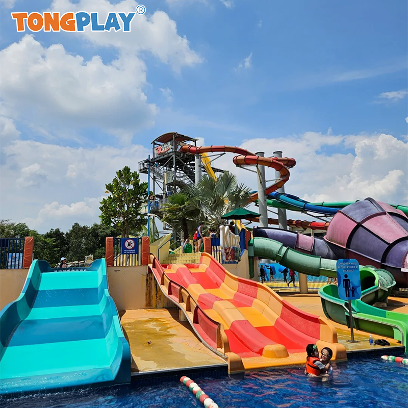 Commercial Large Outdoor Water Park Playground Equipment Wholesale Fiberglass Long Water Slide for Sale