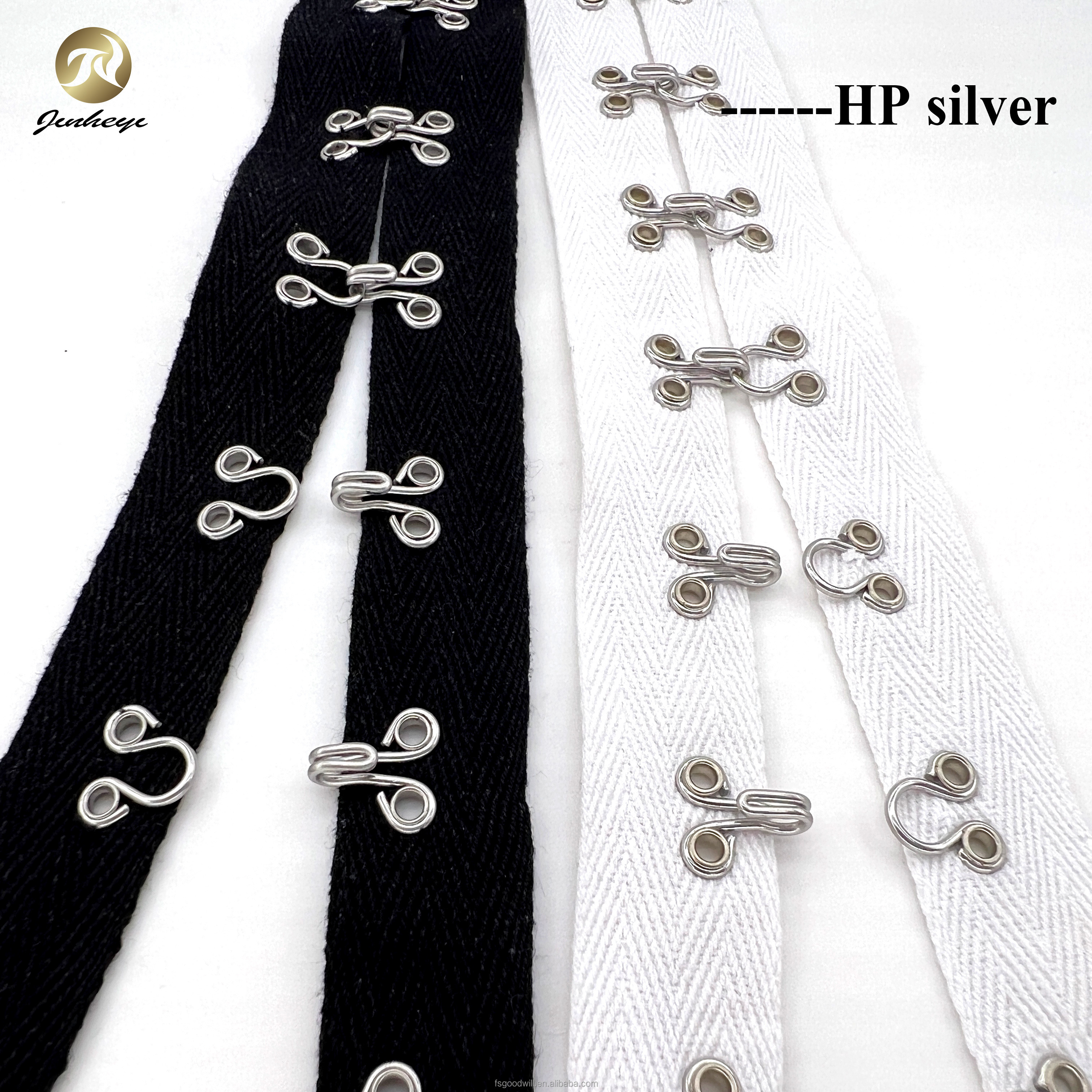 Custom Silver Hook And Eye Tape Closure White Black Garment Stainless Steel Brass Hook And Eye For Corset Clothes