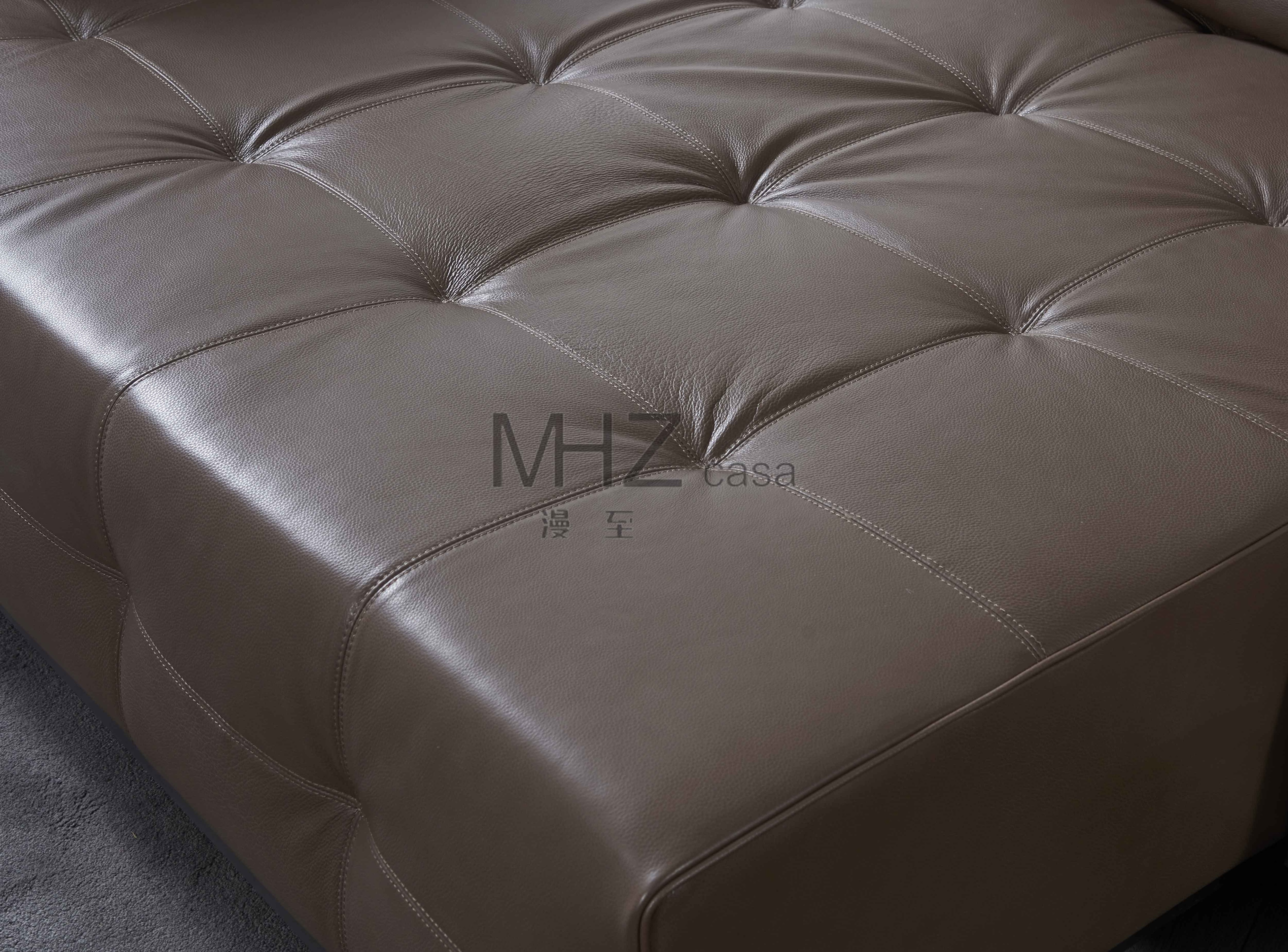 MHZ casa Nova Leather Sofathe First Layer Of Cowhide Italian Minimalism Villa Flat Floor Light Luxury Module Leather Sofa