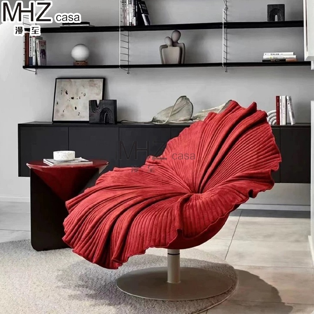 MHZ casa Furniture Designer Living Room Furniture Swivel Home Leisure Chair Flower Shape Recliner Lounge Chair With Metal Base