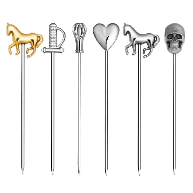 Creative Bar Tools Swizzle Stick Customized Design Martini Cocktail Picks Metal Fruit Picks For Garnish