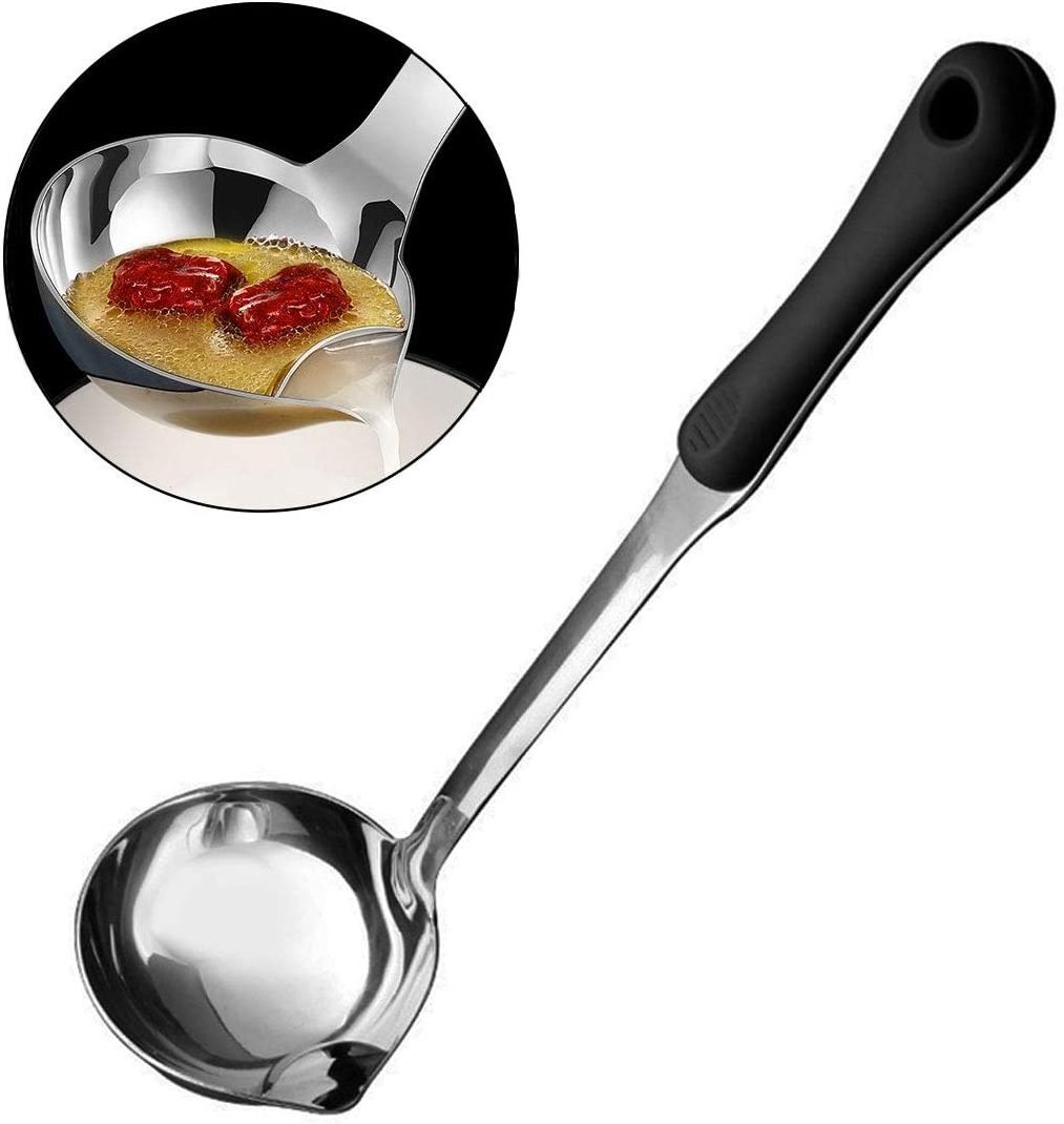 New Design Healthy Kitchen Accessory Stainless Steel Oil Separator Soup Ladle