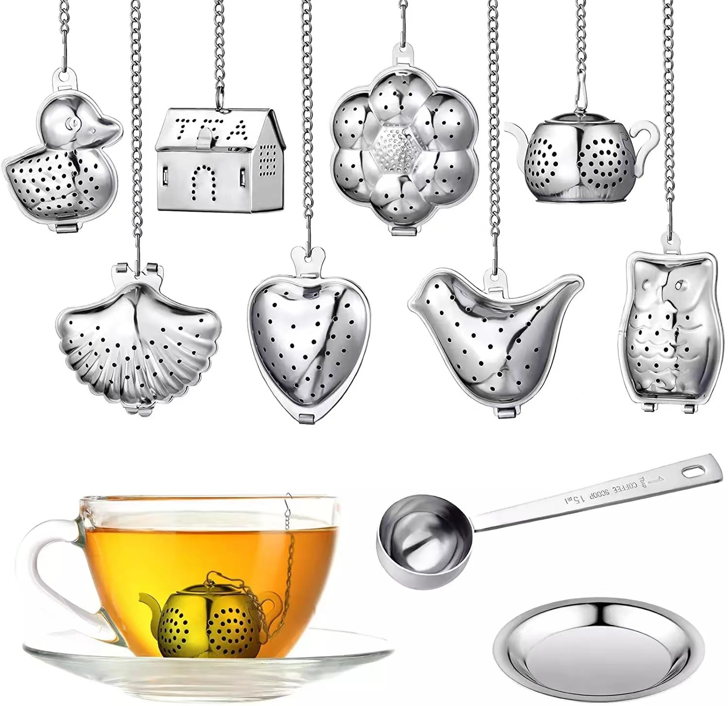 Food Grade Safe Teapot Shape Herbal Metal steel Strainer Tea Infuser