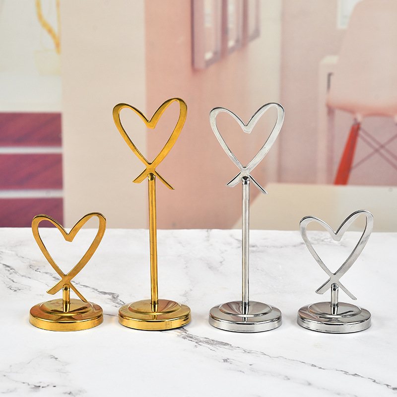 Heart Shaped Metal Menu Card Holder 4/6 inch Restaurant Stand Holder for Wedding