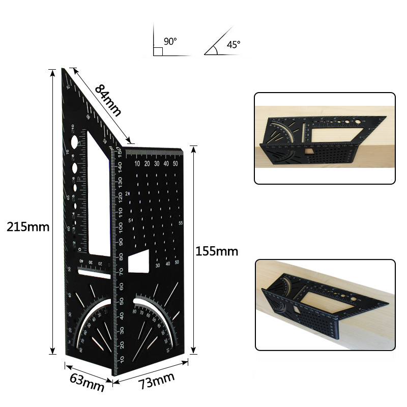 Durable 3D Mitre Carpentry Layout Tools Woodworking Saddle Square Angel Gauge