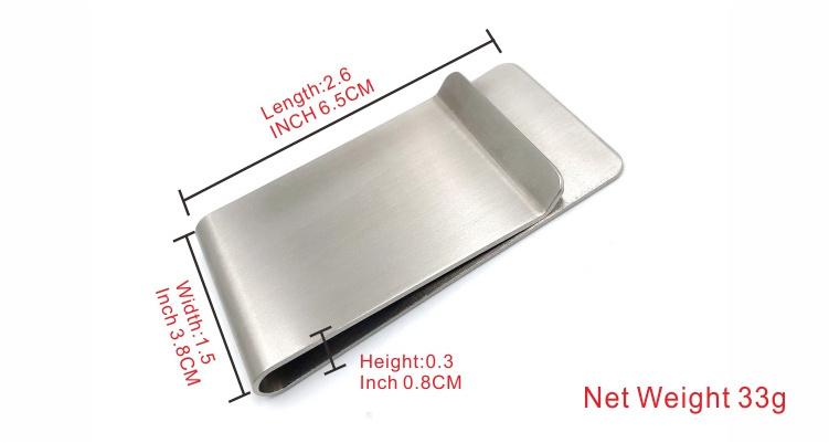 Promotion Wholesale Business Gifts Blank Silver Stainless Steel Metal Money Clip