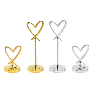 Heart Shaped Metal Menu Card Holder 4/6 inch Restaurant Stand Holder for Wedding