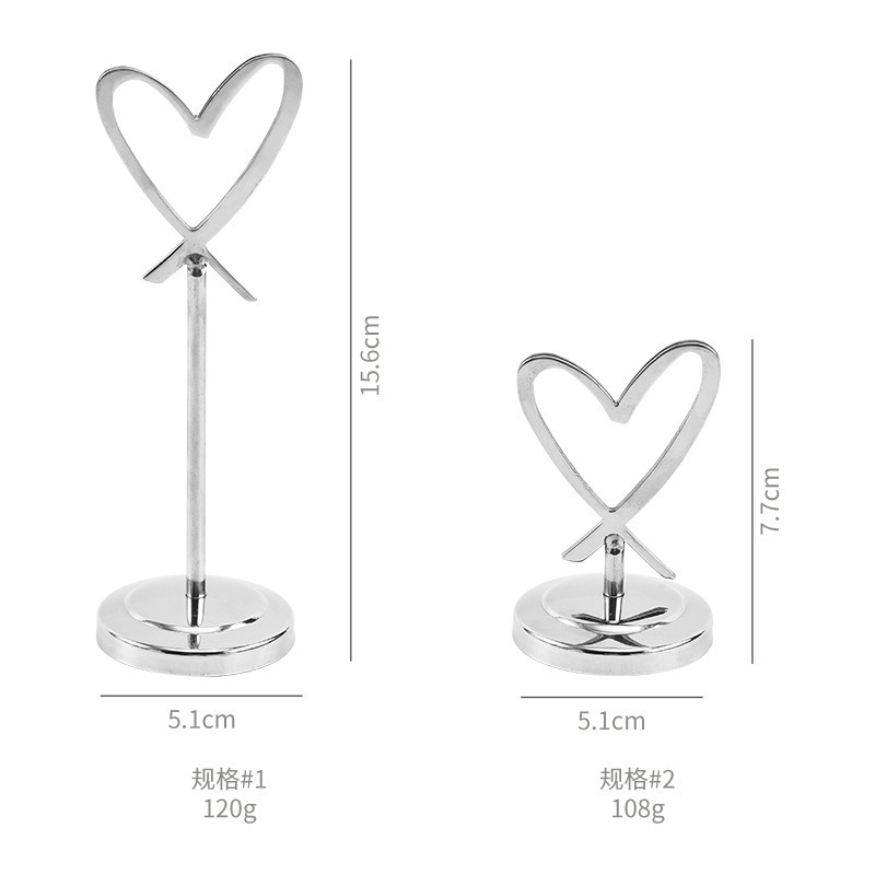 Heart Shaped Metal Menu Card Holder 4/6 inch Restaurant Stand Holder for Wedding