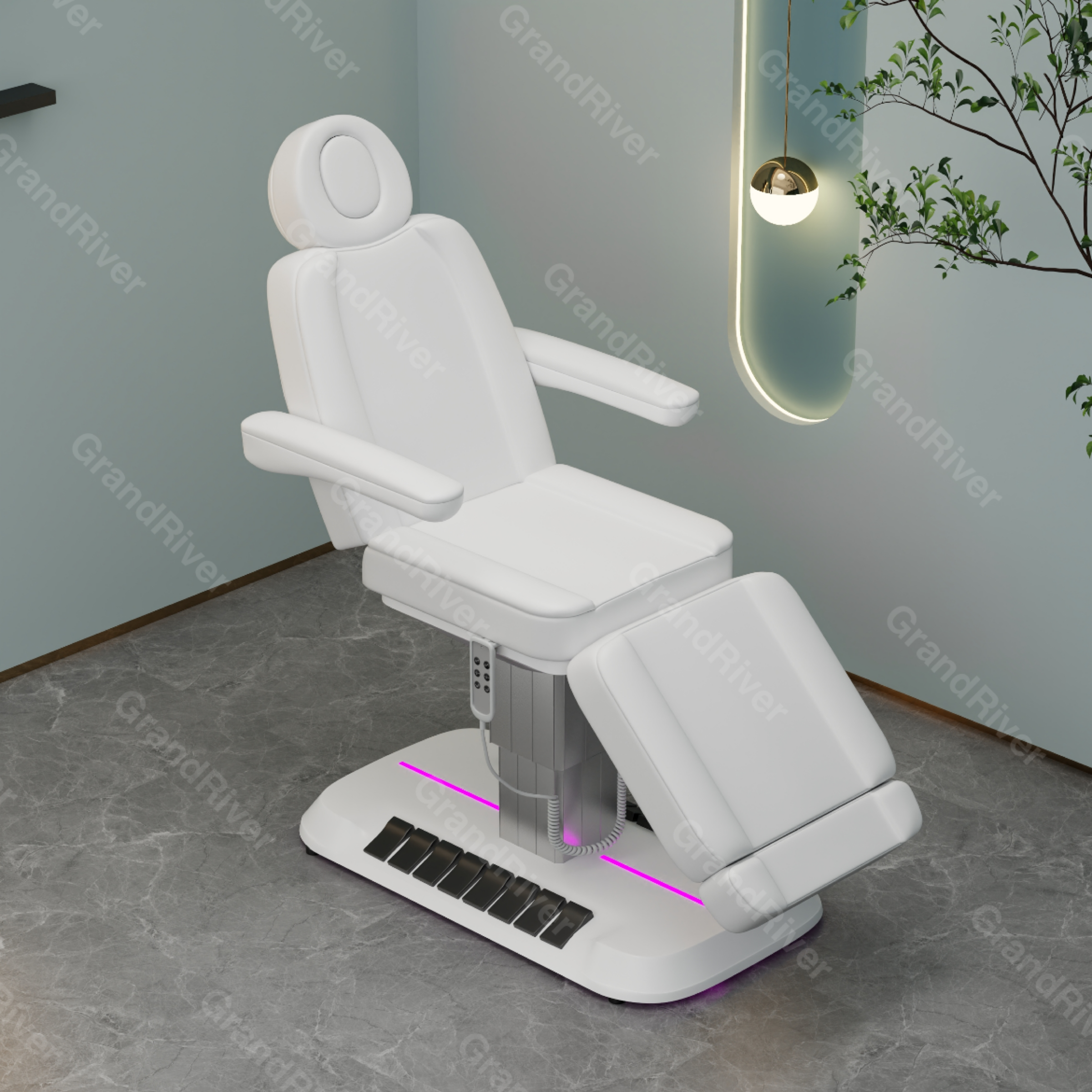 White Leather Beauty Full Electrical 4 Motor Podiatry Chair Facial Massage Dental Aesthetic Reclining Chair All Purpose Bed