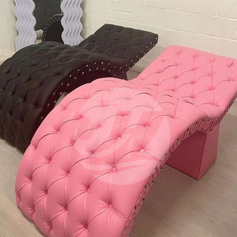 Modern Luxury PInk Velvet lash cover bed memory foam lash bed topper curved lash beauty bed