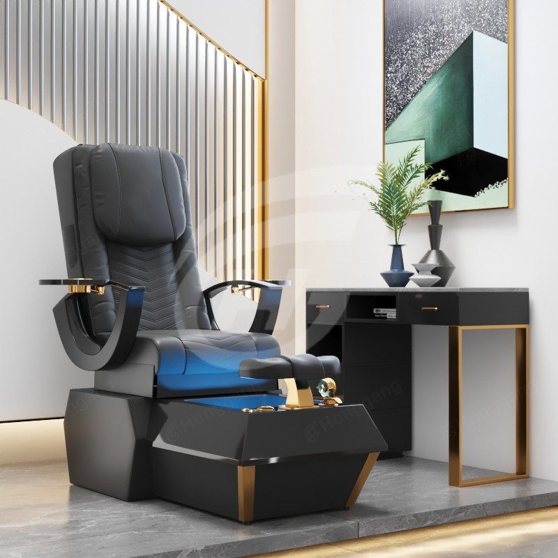 Remote Control Black Manicure Chair Luxury Nail Spa Salon Equipment Furniture Massage Pedicure Chair