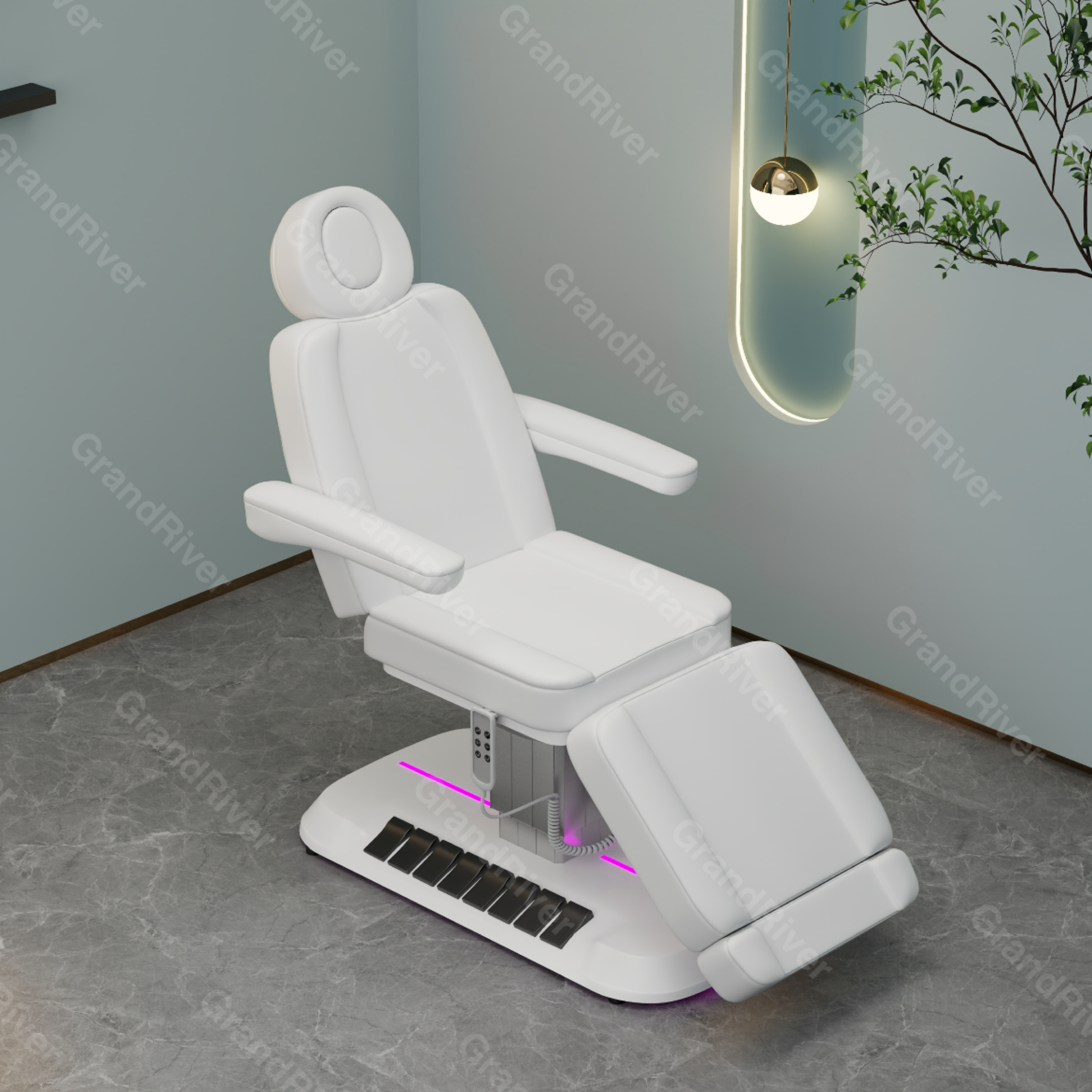 White Leather Beauty Full Electrical 4 Motor Podiatry Chair Facial Massage Dental Aesthetic Reclining Chair All Purpose Bed