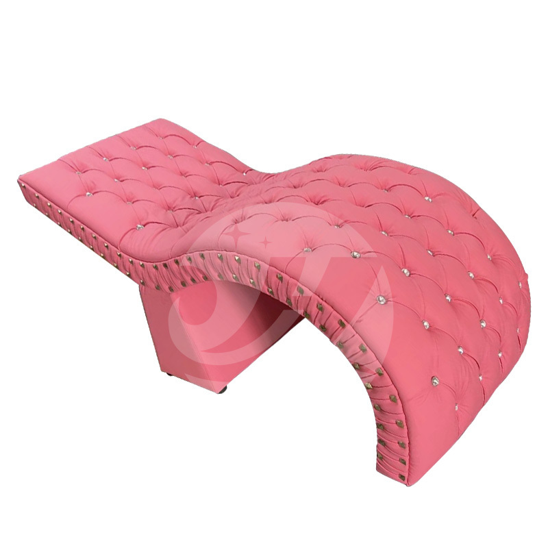 Modern Luxury PInk Velvet lash cover bed memory foam lash bed topper curved lash beauty bed