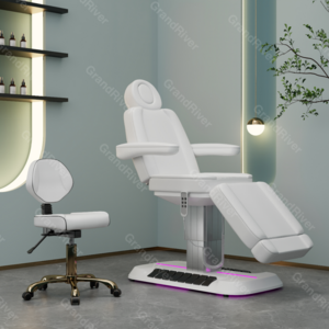 White Leather Beauty Full Electrical 4 Motor Podiatry Chair Facial Massage Dental Aesthetic Reclining Chair All Purpose Bed