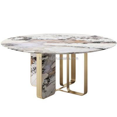 Hot sale stainless steel rock plate table villa kitchen furniture round shape dining table