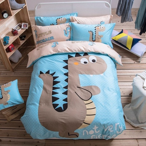 New Design Luxury Printed Cartoon Animal Zoon Home Bed Sheet Set Kids Bedding Set 4 Pcs