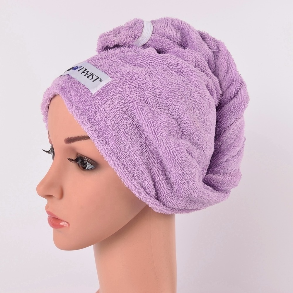 custom 100% Cotton women quick drying salon turban hair towel wrap