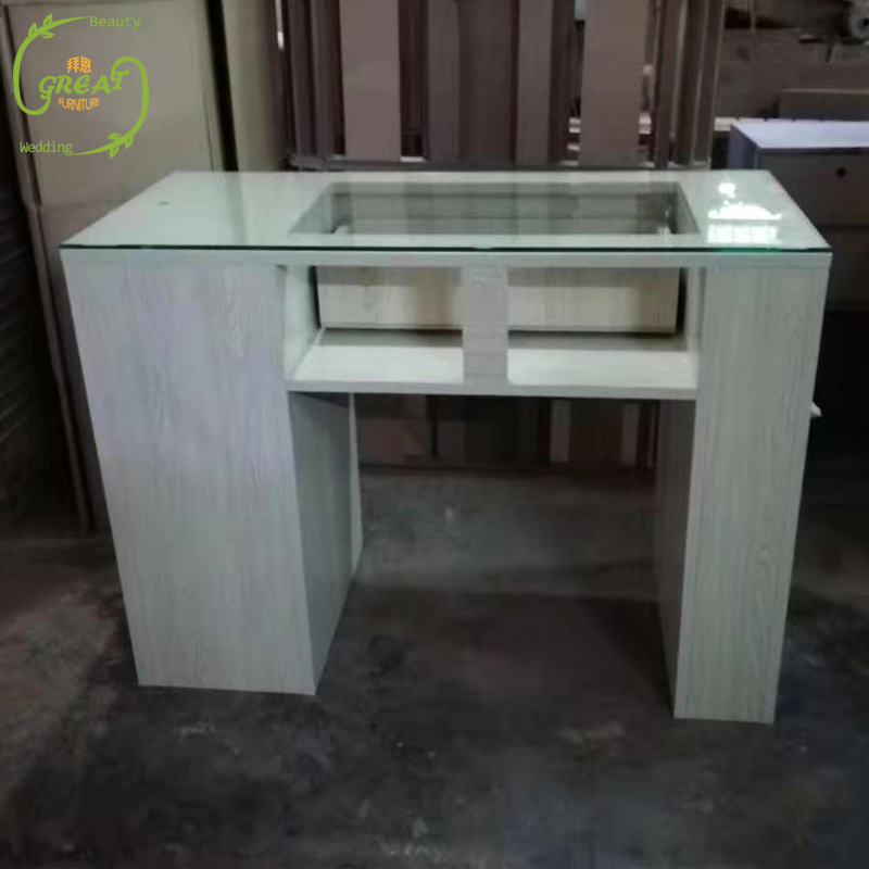 High quality beauty nail salon wood manicure table white saloon nail table with desk