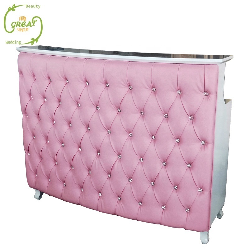 Great Foshan Factory Hot Sale Cheap Modern Pink Beauty Salon Furniture Nail Salon Reception Desk